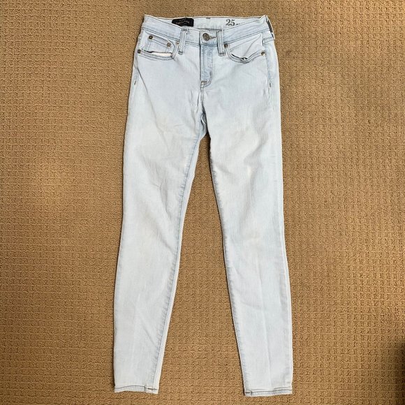 J. Crew Denim - J Crew Toothpick Ankle Bleach Washed Jeans Size 25